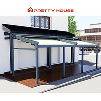 Gazebo de toit rétractable motorisé mural coupe-vent auvents de jardin extérieurs pour terrasse
