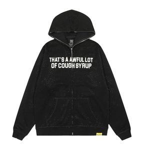 Questa <span class=keywords><strong>è</strong></span> una Giacca Cardigan in Puro Cotone con Stampa di Strass 'That's an Awful Lot of Cough Syrup' per Uomo (Versione High School) - Product Image 4