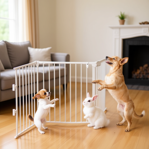 Barrière pour animaux de compagnie en métal blanc réglable à 5 panneaux, 115 pouces, pour chiens, clôture de cheminée, design moderne - Product Image 2