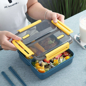 Leakproof Insulated <b>Plastic</b> 3 Compartment Reusable Heatable Food Storage Container Portable <b>Lunch</b> <b>Box</b> Lock Lids Newborn - Product Image 3