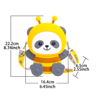 Sac bandoulière en silicone motif abeille et panda, style mode portable, grande capacité, pochette pour téléphone avec sangle réglable