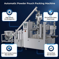 Machine d'emballage automatique de poudre en sachets préformés à fond plat, ligne de remplissage et de scellage rotative, fabricant OEM