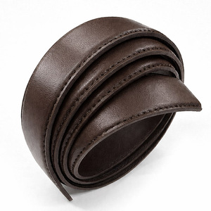 Sangle de ceinture à cliquet en cuir de vachette véritable d'origine coréenne, 33 mm x 130 cm, sans trous, remplacement pour boucle automatique OEM - Product Image 1