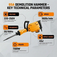 Marteau de démolition électrique 65A haute performance, très demandé