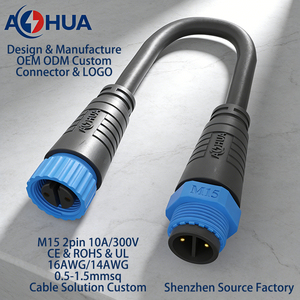 Conector Eléctrico Impermeable IP68 de 2 Pines M15, Macho y <span class=keywords><strong>Hembra</strong></span>, de Desconexión Rápida, <span class=keywords><strong>para</strong></span> Controlador LED, Iluminación Exterior - Product Image 5
