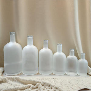 Bottiglia in Vetro Satinato Rotonda per Liquori 375ml 500ml 750ml, Stile Nordico, per <span class=keywords><strong>Gin</strong></span>, Vodka, Liquori, Olio d'Oliva, Acqua - Product Image 2