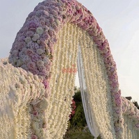 Décoration d'événement en plein air, fleurs artificielles, fleurs roses, passage, arche de mariage, fleurs