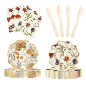 DAMAI New Styles Floral Theme Paper Plates Cup Disposable Plates Flower Party Tableware Set for <b>Tea</b> Party - Product Image 2