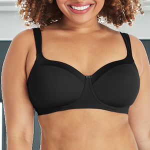 Soutien-gorge blanc sans armatures en tricot uni, sans couture, respirant, bonnet 3/4, pour usage quotidien, avec bretelles réglables et fermeture à agrafes - Product Image 2