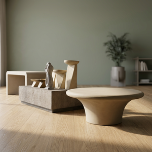 Modern <b>Round</b> Fiber <b>Concrete</b> <b>Coffee</b> <b>Table</b> Lightweight Durable Eco-Friendly Living Room Furniture for Hotel Use - Product Image 4