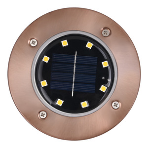 Lumière solaire encastrée à 8 LED en cuivre et acier inoxydable pour jardin extérieur, patio, résistante à l'eau, alimentée par l'énergie solaire - Product Image 4