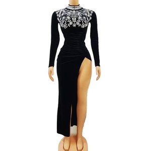 ชุดเดรสตาข่ายประดับกระจกไข่มุกหินเซ็กซี่,สำหรับงานวันเกิดชุดราตรีสำหรับนักร้องผู้หญิงซีทรู - Product Image 1