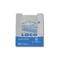 Bolsa de Camiseta Reutilizable LOCO de HDPE Blanco, Tamaño 15x35, Resistente y Duradera para Empaque y Protección Diarios