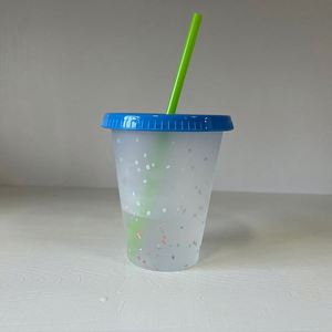 Gobelet en plastique PP arc-en-ciel à changement de couleur multifonction avec paille - Product Image 5