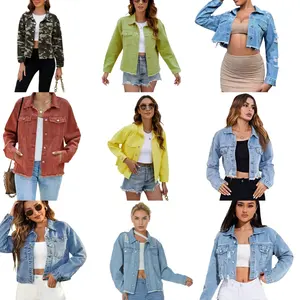 Jaket Denim wanita, jaket Denim biru, jaket Denim pembelian luar ruangan, jaket Denim wanita