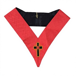 Pierre naturelle AASR — collier rouge style écossais, bijou brodé à la Machine, 18 degré - Product Image 1