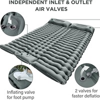 Matelas de camping gonflable léger et imperméable, double, pour randonnée et voyage, avec pompe à pied intégrée et oreiller – Vente chaude