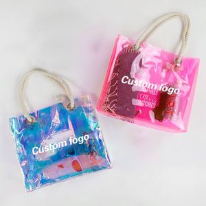 Custom Modern Folding Hologram PVC Beach <b>Tote</b> <b>Bag</b> 2024 <b>Clear</b> Laser Handbag Holographic Iridescent Shopping <b>Bags</b> - Product Image 4