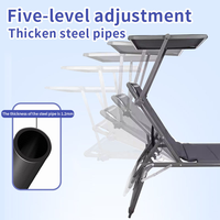 Lit pliant modulaire d'extérieur de haute qualité, inclinable, pour la plage et le camping, 5 positions, en tube d'aluminium