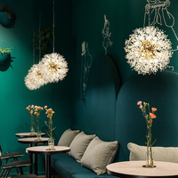 Lámpara de Araña LED Moderna de Lujo con Diseño de Diente de León, Cristal Nórdico, Diseño de Bola de Fuego Estrellada para Hotel, Hogar, Sala de Estar