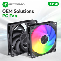 Ventilateur de boîtier PC SNOWMAN AK120 120mm Noir Sans LED 21dBA Silencieux PWM 4 Broches Roulement Hydraulique Pour Bureau Vente en Gros