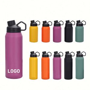 Thermos personnalisé avec logo, bouteille d'eau isolée sous vide en acier inoxydable 18/8, 650 ml, 1000 ml, avec poignée, revêtement en poudre - Product Image 1