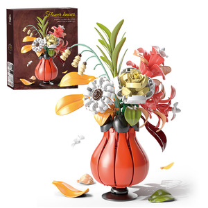 MJI 13068 382PCS Mirad Love <span class=keywords><strong>Vase</strong></span> Flower Model Building Block Brick Set Model Technical Plastic Modern Toy Festival Gift - Product Image 1