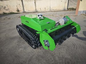Industrial Cordless Tracked <b>RC</b> Lawn Mower Robot All Terrain Remote <b>Controlled</b> Land Clearing Machine Cylinder Blade 9000W - Product Image 5
