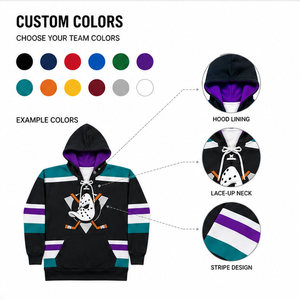 Sweat-shirt à lacets respirant personnalisé OEM avec logo d'équipe sublimé, coupe confortable, doublure en polyester, maillot de hockey pour adultes - Product Image 3