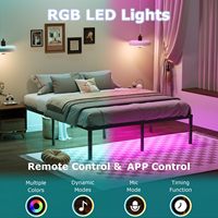 Cadre de lit traditionnel haut de gamme avec éclairage LED, portable, rotatif, pliable, design modulaire réglable pour chambre à coucher, appartement, hôtel