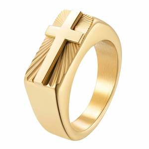 Cross <b>Ring</b> 8MM Stainless Steel Gold <b>Silver</b> Unisex Fashion Jewelry Gift - Product Image 5