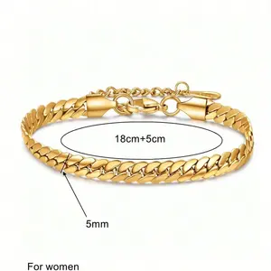 Featured Custom Bracelet 18kPVD Gold-plated Bracelet Women's Trend Jewelry Chain Shaped Niche Cuban Style Bracelet