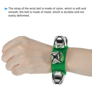 Bracelet de poignet en nylon avec 4 clochettes, multicolore, instrument Orff, shaker rythmique pour enfants, performance de danse - Vente en gros usine - Product Image 4