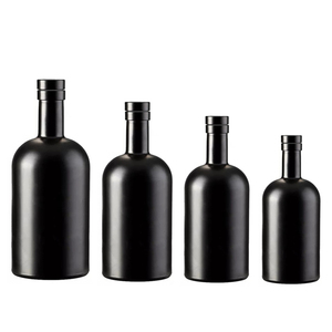 Design unico 200ml 375ml 500ml 750ml 1000ml smerigliato nero olio d'oliva bottiglie di <span class=keywords><strong>vetro</strong></span> con tappo - Product Image 1