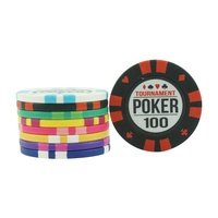 Jetons de poker en argile personnalisés pour tournoi avec des denoms colorés 14 grammes 40*3.5mm avec noyau métallique pour jeton de jeu de casino