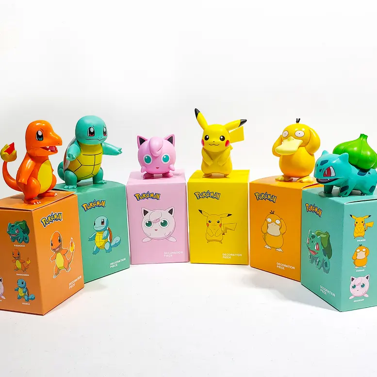6 Gaya/Set 8Cm <span class=keywords><strong>Mainan</strong></span> Anak-anak Anime Lucu POKEMON Pikachu Psyduck PVC Action Figure dengan Kotak