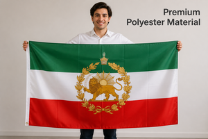 Bandera Histórica de Irán con Corona de León, Personalizada, de Poliéster, 3x5 pies, Posterior a la Revolución Constitucional - Product Image 4