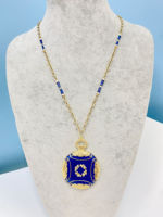 Collier pendentif médaillon photo ouvrable plaqué or 18 carats avec chaîne en cuivre émaillé à maillons bambou pour pull