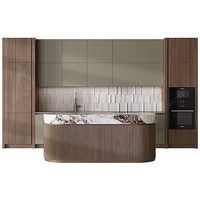 Ensemble d'unités de cuisine de luxe en contreplaqué à surface solide, meuble d'angle moderne, armoire murale de cuisine avec système de levage