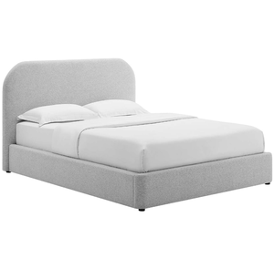 Hiện Đại Nữ Hoàng Khung Giường Với Đường Cong Hình Đầu Giường Ánh Sáng Màu Xám Vải Bọc, Nữ Hoàng Kích Thước Nền Tảng Giường - Product Image 3