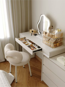 Juego de tocador de maquillaje de esquina de madera maciza de alta calidad, tocador triangular moderno para el hogar con armario de cubo de almacenamiento con espejo - Product Image 2