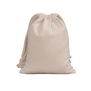Custom Recycled Size Small Large Reusable White Muslin Cloth Dust Pouch Cotton Canvas Drawstring <b>Bag</b> With Logo Double <b>String</b> - Product Image 5
