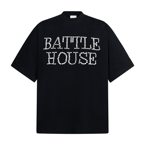 T-shirt pour homme en coton lourd, broderie imprimée, plusieurs couleurs, personnalisable, perles, vente en gros de vêtements de rue - Product Image 4