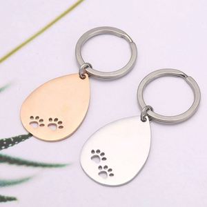 Laser Engraving Blank Keychain Stainless Steel Rose Gold Dog Paw DIY Pendant Tags QR Code Fashion Custom Blank <b>Metal</b> <b>Key</b> <b>Chains</b> - Product Image 1