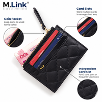 Dompet Kartu Minimalis Kulit PU dengan Kantong Koin Resleting Logam, Dompet Tipis, Produsen Logo Kustom