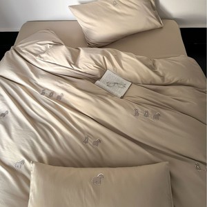 French Style 100% Cotton Washed Four Piece Bedding Set White Milky White Jacquard Duvet <b>Cover</b> Pillowcases Sheets - Product Image 3
