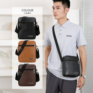 Bolso Mensajero de Cuero PU para Hombre Jingspin, Gran Capacidad, Color Sólido, Bolso Bandolera Resistente para Uso Diario - Product Image 3