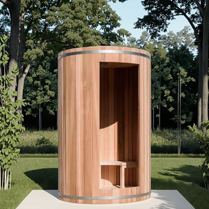 Barril de madera de cedro rojo vertical de diseño popular moderno, estufa de sauna eléctrica <span class=keywords><strong>para</strong></span> jardín al aire libre, capacidad <span class=keywords><strong>para</strong></span> 2 personas, calefacción de 6KW - Product Image 4