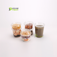 8/12/14/16/24/32oz Contenant en plastique transparent pour traiteur avec logo imprimé, jetable, pour salade de fruits, smoothies acaï, bol, gobelet avec couvercles