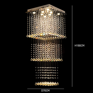 Luminaire suspendu moderne en cristal avec pompon, luminaire <span class=keywords><strong>de</strong></span> plafond carré, adapté au design personnalisé <span class=keywords><strong>de</strong></span> villas, escaliers, hôtels - Product Image 6